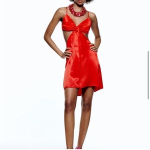 Zara knotted satin effect dress